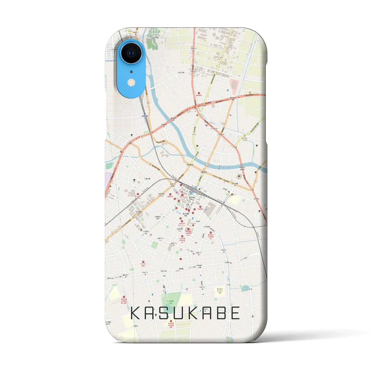 【春日部(埼玉県)】地図柄iPhoneケース(バックカバータイプ)