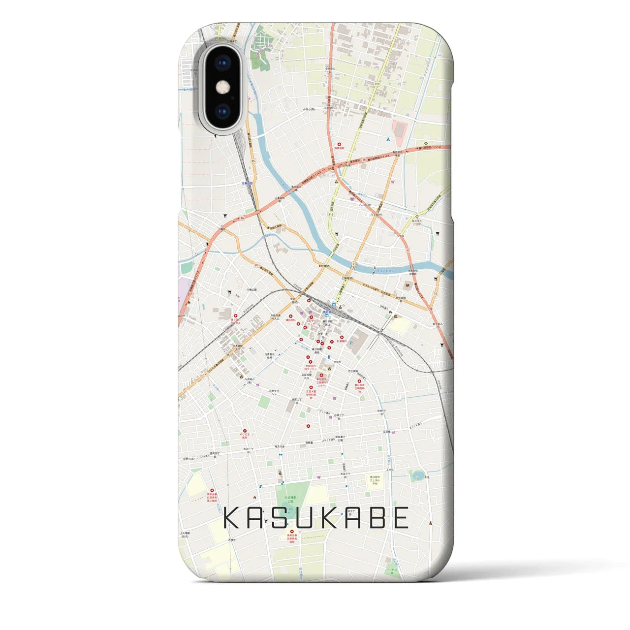 【春日部(埼玉県)】地図柄iPhoneケース(バックカバータイプ)