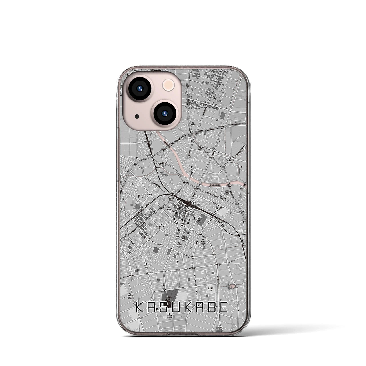 【春日部(埼玉県)】地図柄iPhoneケース(クリアタイプ)