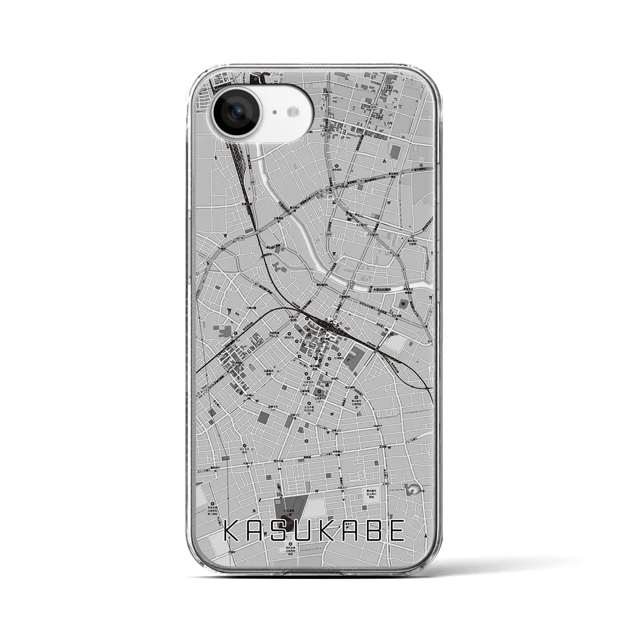 【春日部(埼玉県)】地図柄iPhoneケース(クリアタイプ)