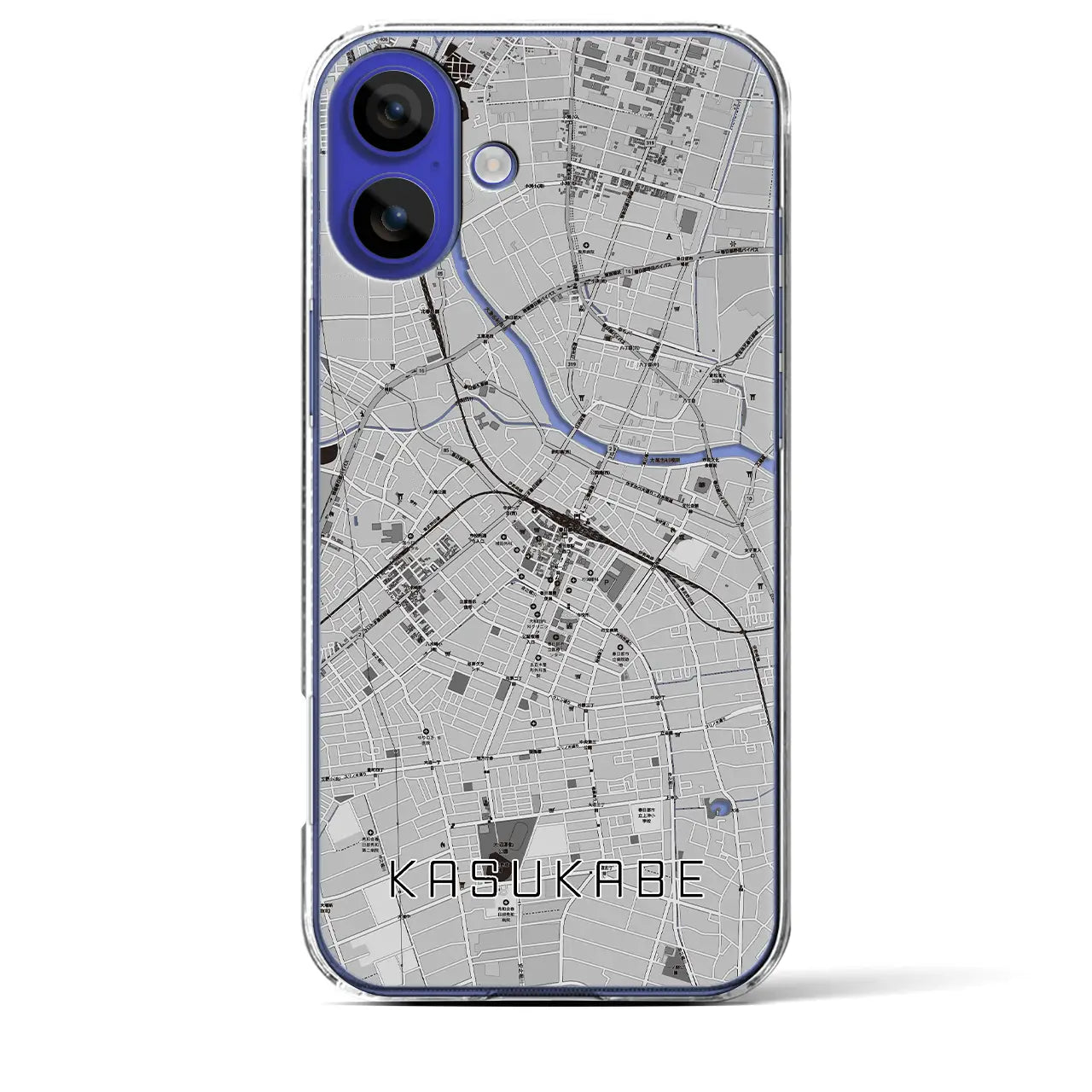 【春日部(埼玉県)】地図柄iPhoneケース(クリアタイプ)