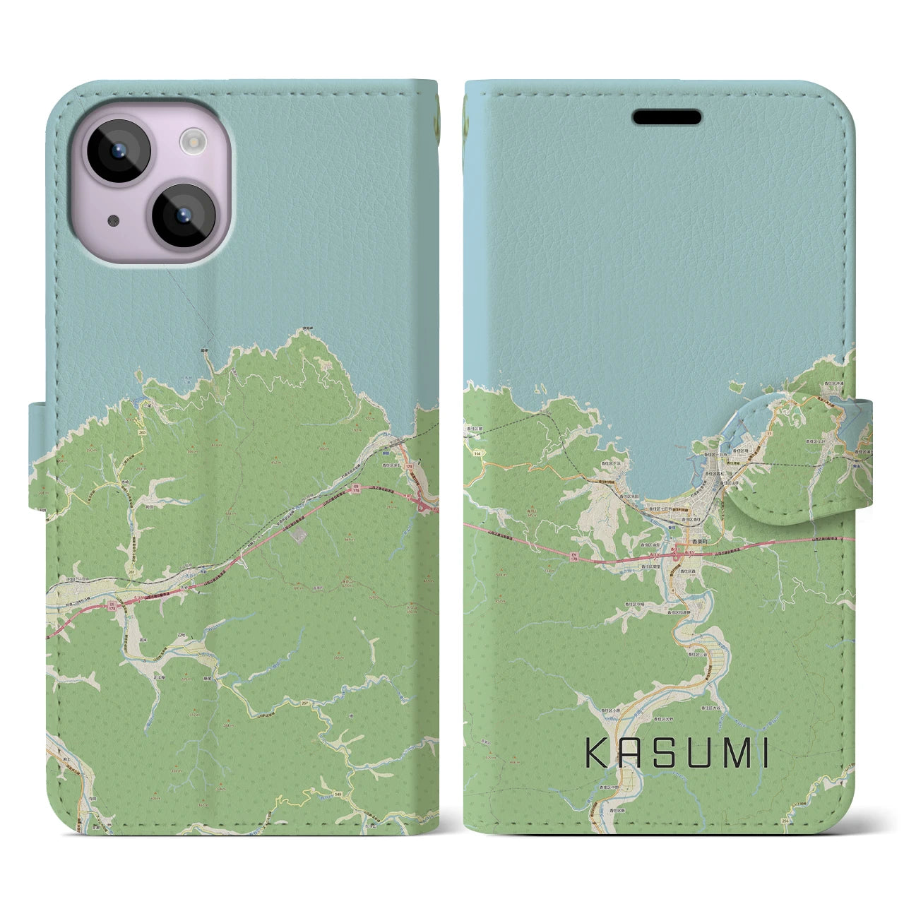 【香住(兵庫県)】地図柄iPhoneケース(手帳タイプ)