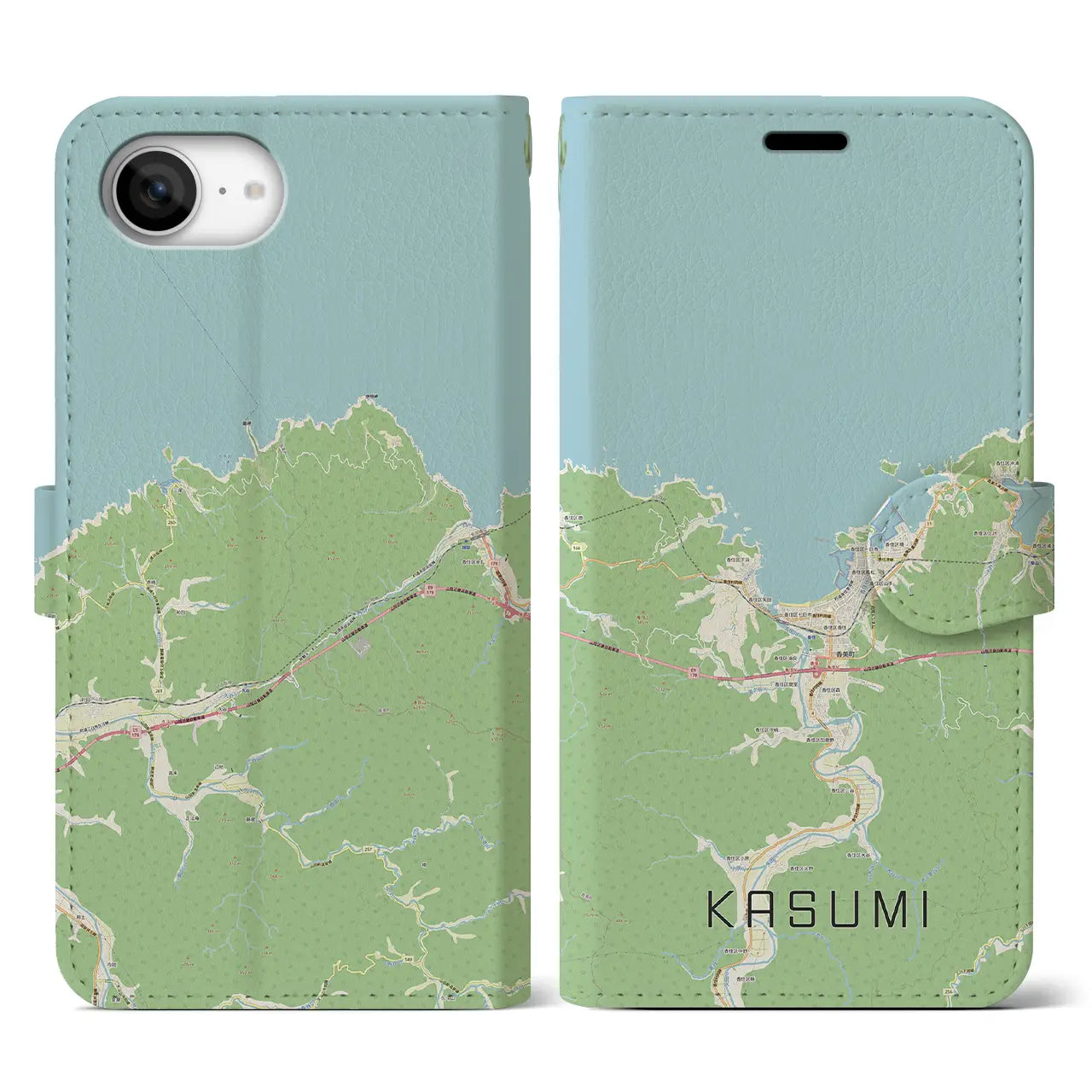 【香住(兵庫県)】地図柄iPhoneケース(手帳タイプ)