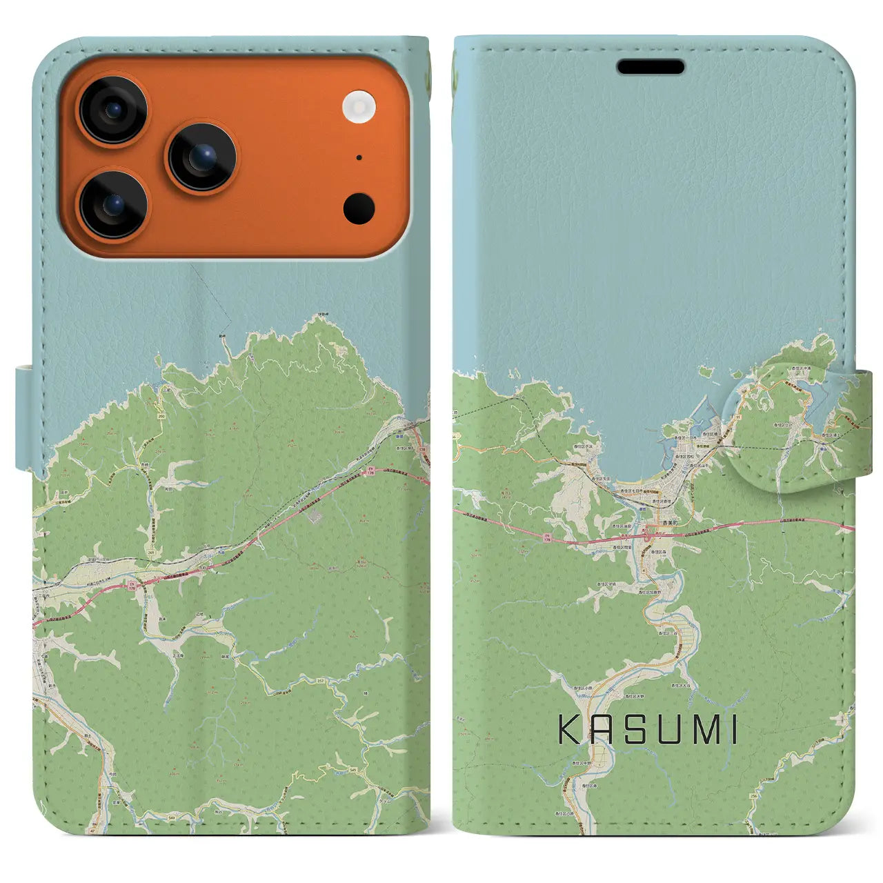 【香住(兵庫県)】地図柄iPhoneケース(手帳タイプ)