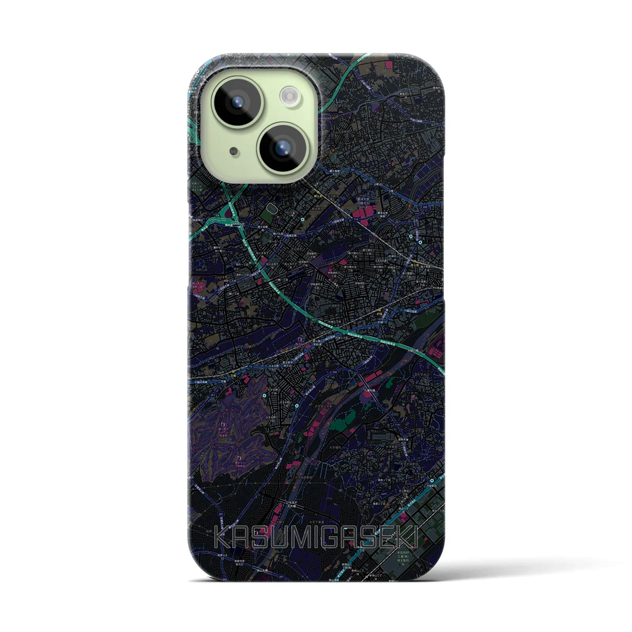 【霞ヶ関(埼玉県)】地図柄iPhoneケース(バックカバータイプ)