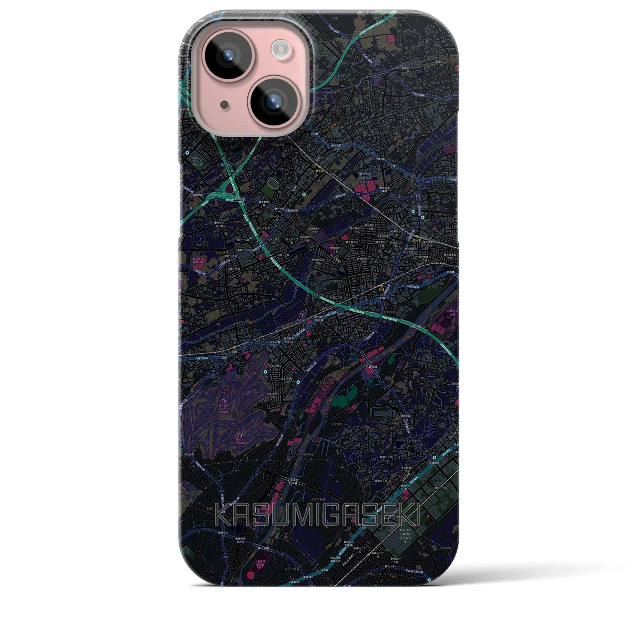 【霞ヶ関(埼玉県)】地図柄iPhoneケース(バックカバータイプ)
