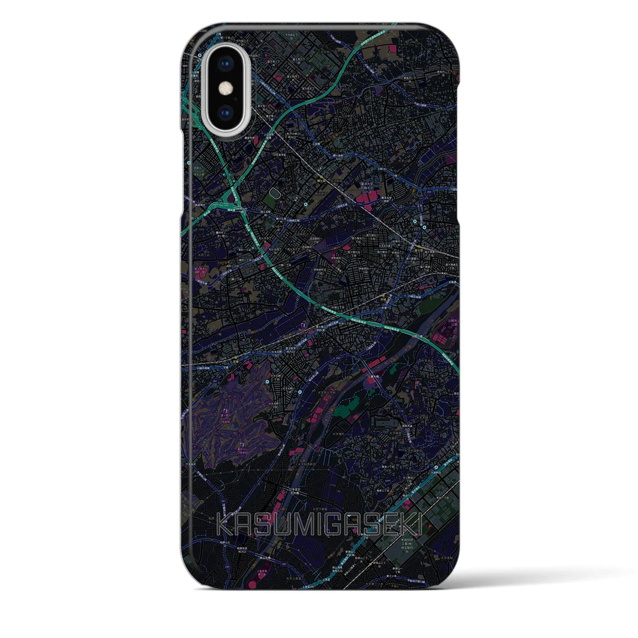 【霞ヶ関(埼玉県)】地図柄iPhoneケース(バックカバータイプ)