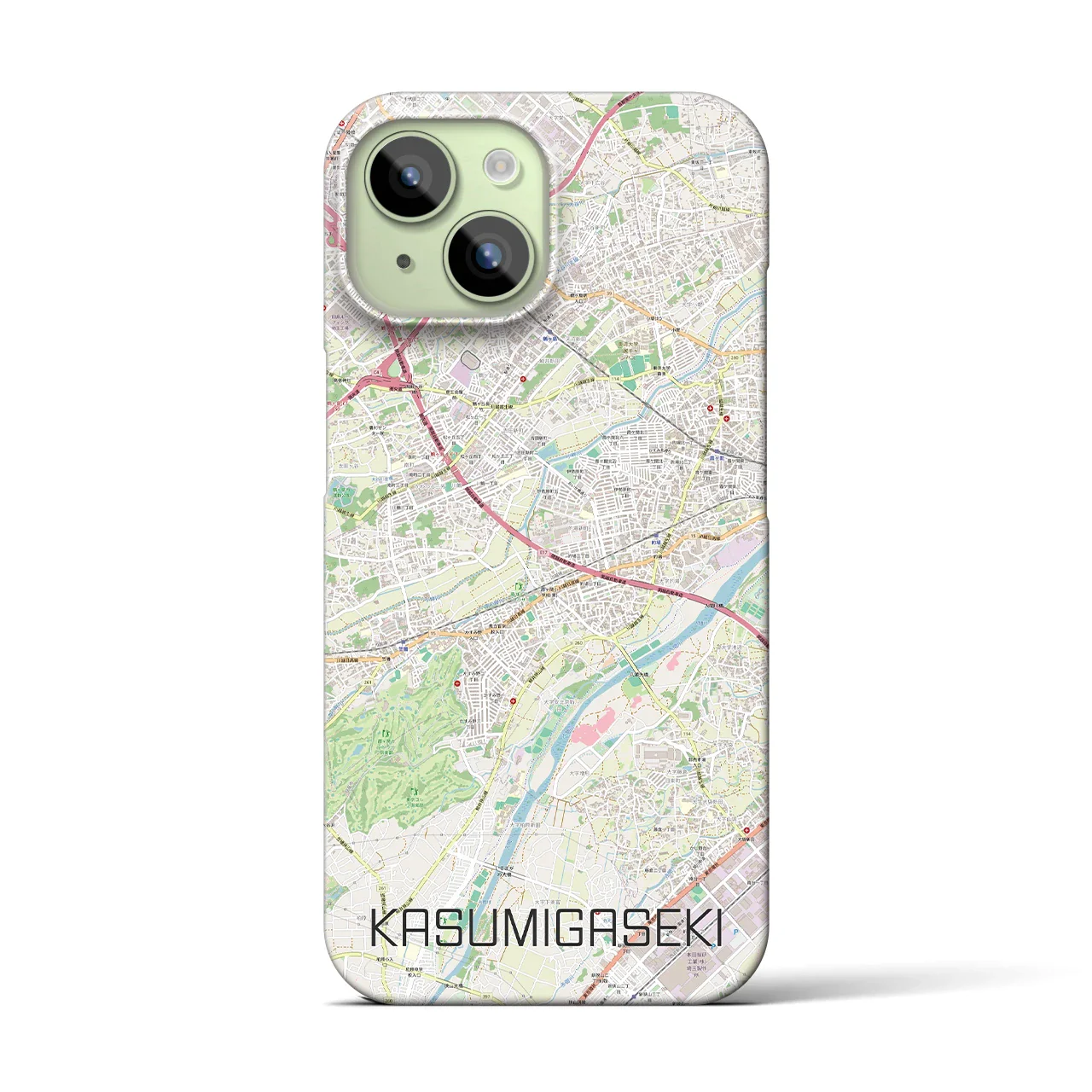 【霞ヶ関(埼玉県)】地図柄iPhoneケース(バックカバータイプ)