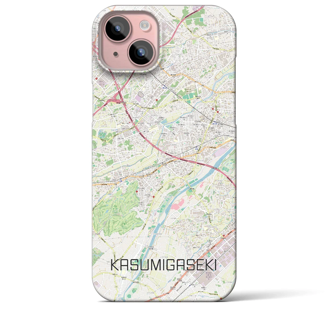 【霞ヶ関(埼玉県)】地図柄iPhoneケース(バックカバータイプ)