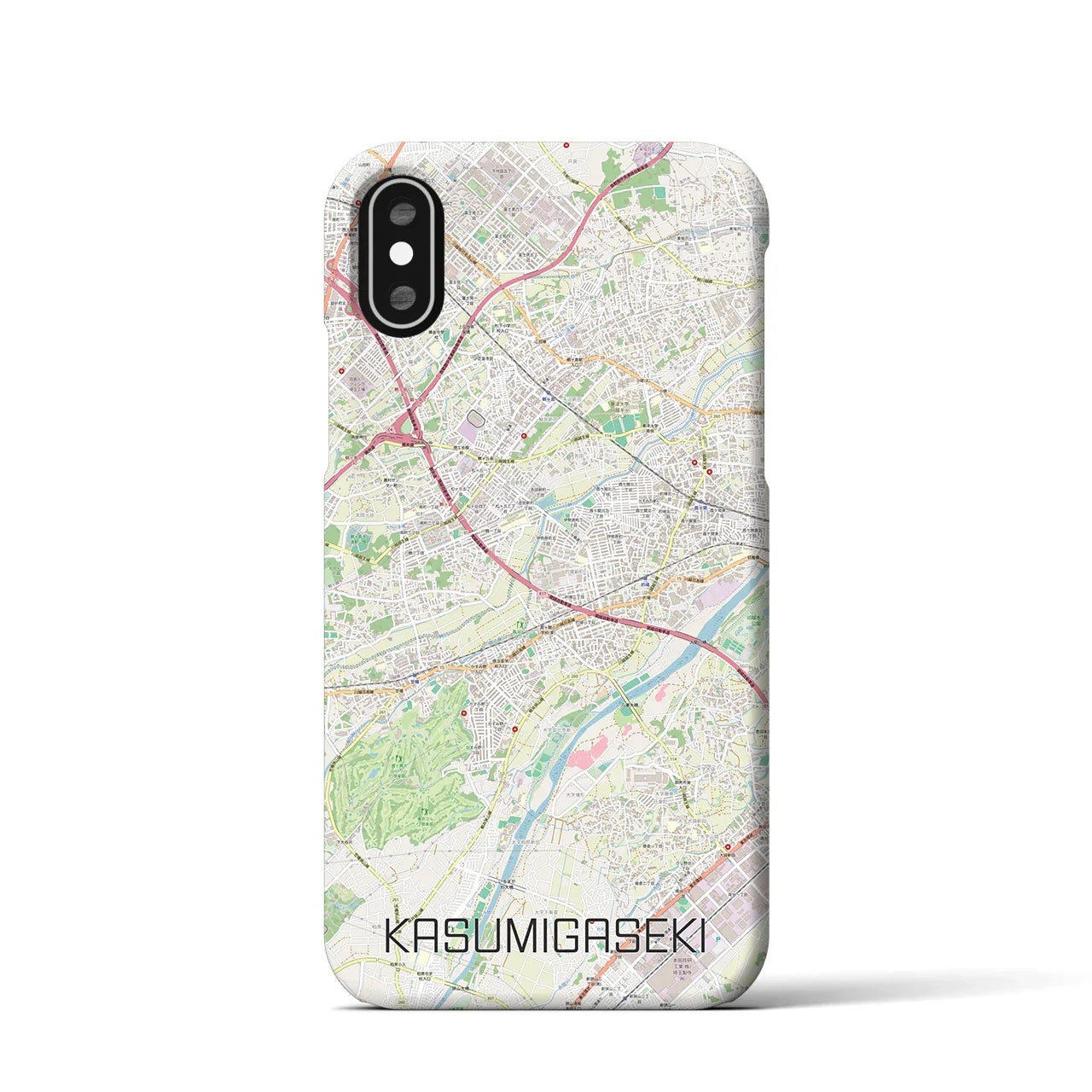 【霞ヶ関(埼玉県)】地図柄iPhoneケース(バックカバータイプ)