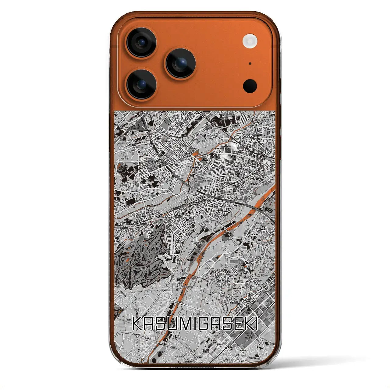 【霞ヶ関(埼玉県)】地図柄iPhoneケース(クリアタイプ)モノトーン・iPhone 17 Pro Max 用