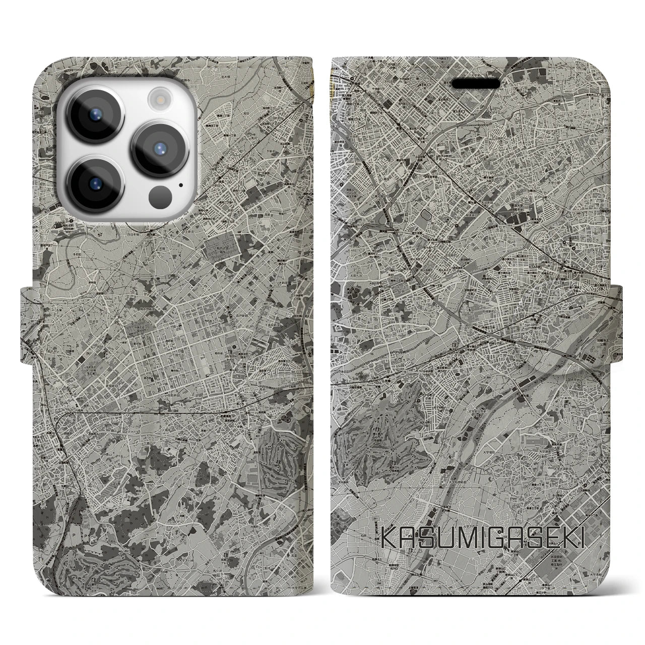 【霞ヶ関(埼玉県)】地図柄iPhoneケース(手帳タイプ)