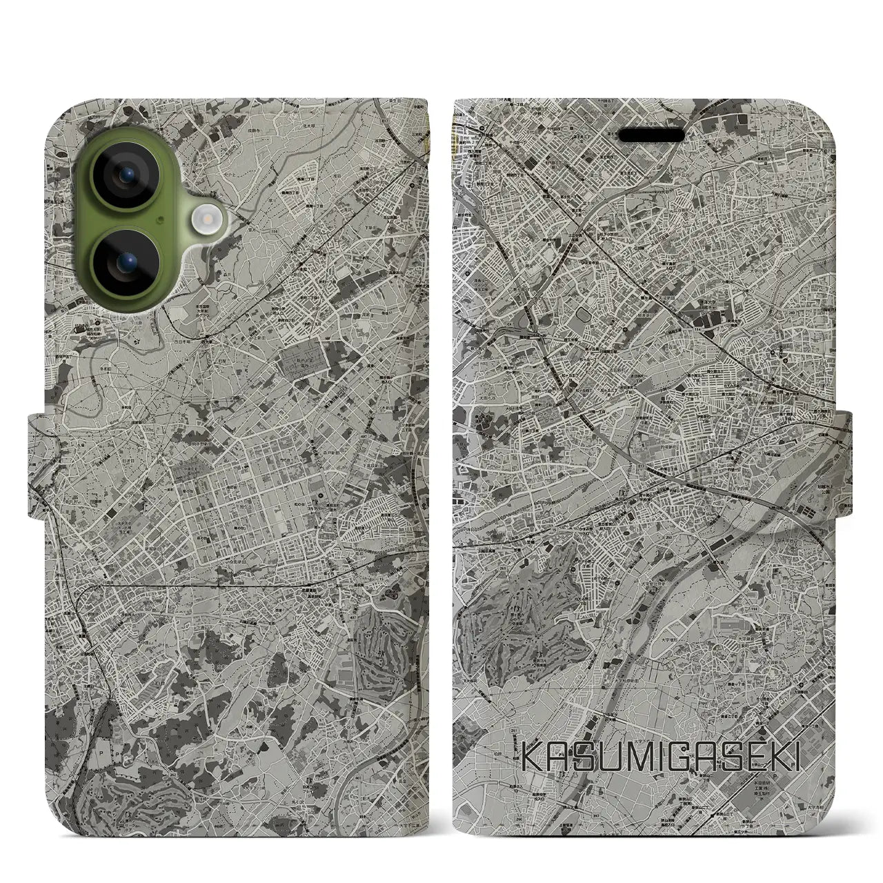 【霞ヶ関(埼玉県)】地図柄iPhoneケース(手帳タイプ)
