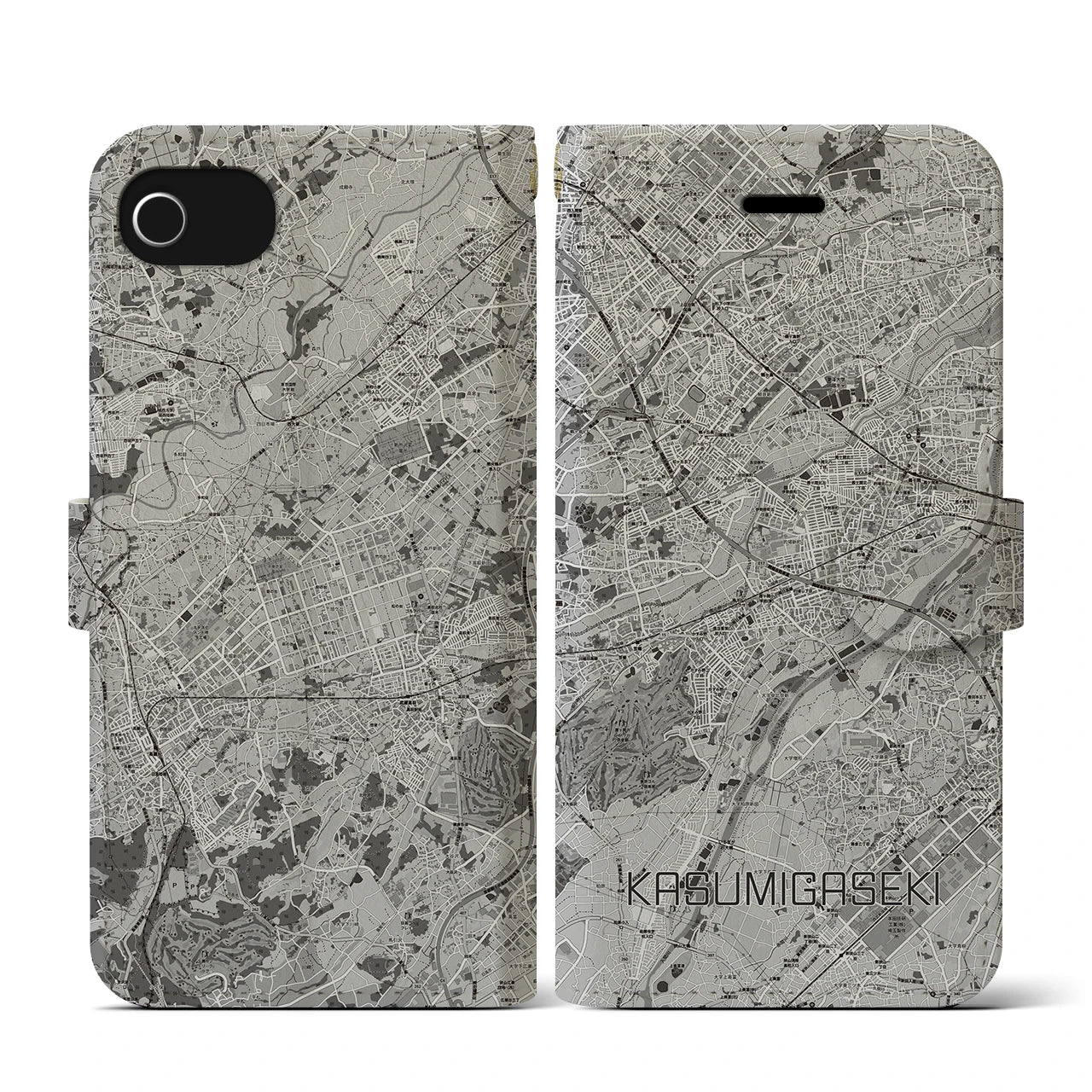 【霞ヶ関(埼玉県)】地図柄iPhoneケース(手帳タイプ)