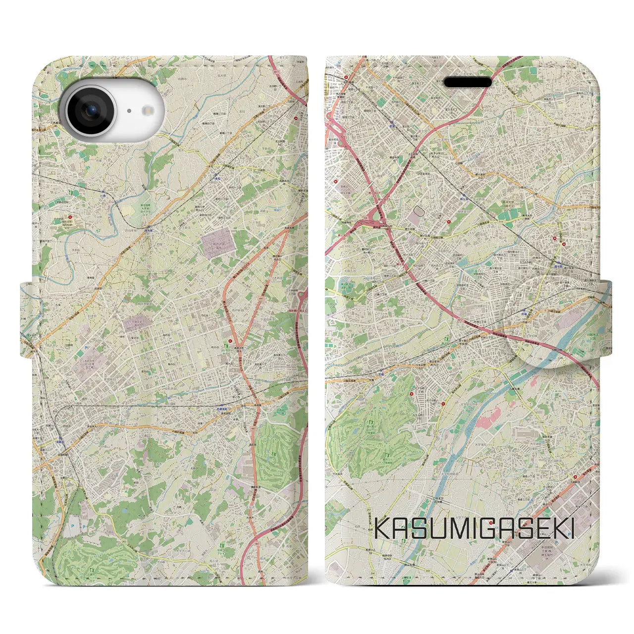 【霞ヶ関(埼玉県)】地図柄iPhoneケース(手帳タイプ)