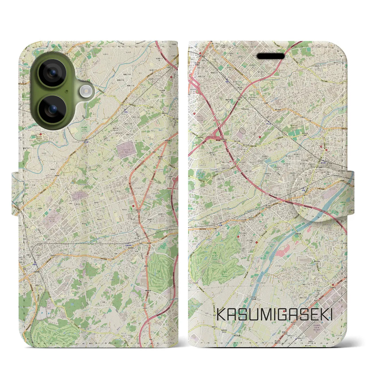 【霞ヶ関(埼玉県)】地図柄iPhoneケース(手帳タイプ)