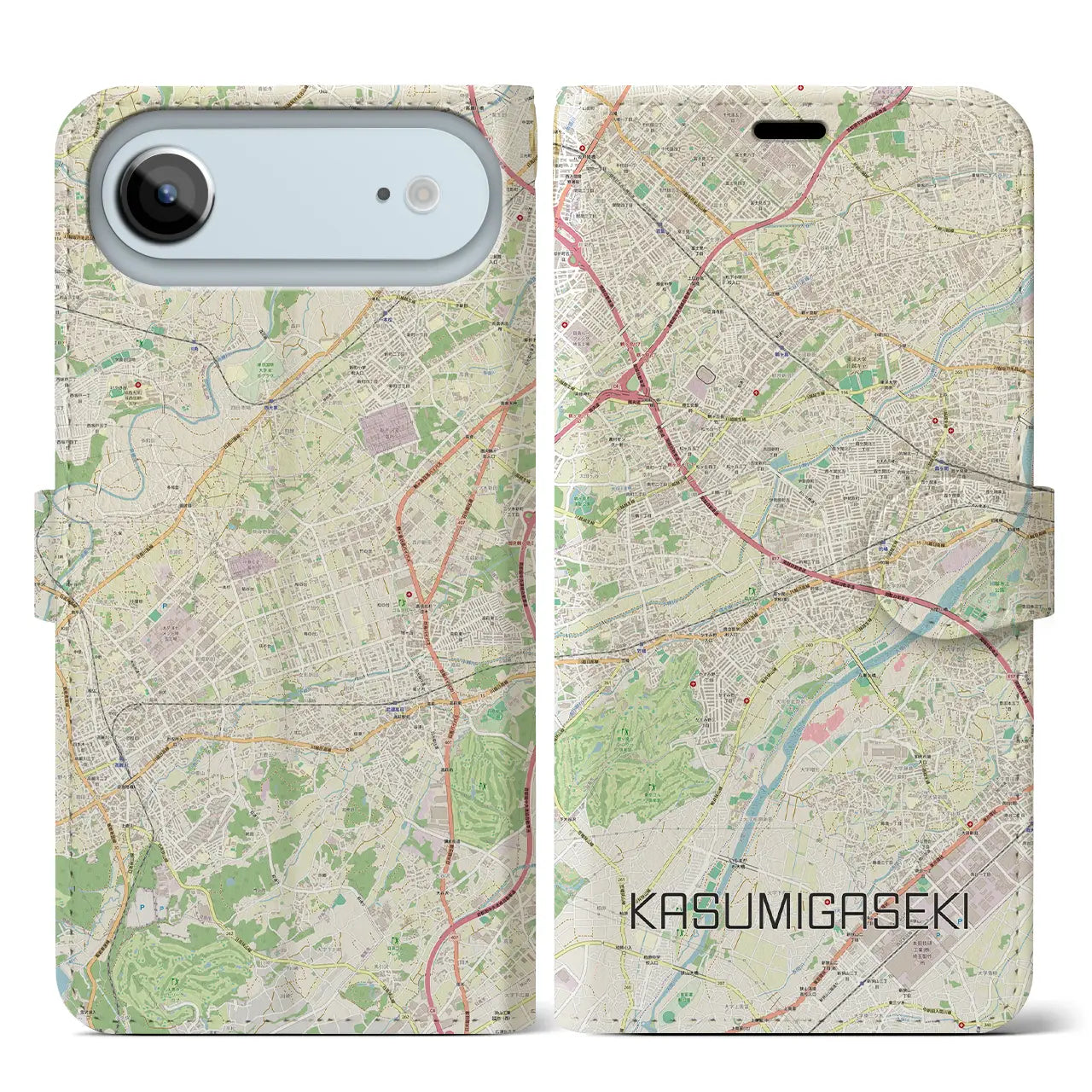 【霞ヶ関(埼玉県)】地図柄iPhoneケース(手帳タイプ)