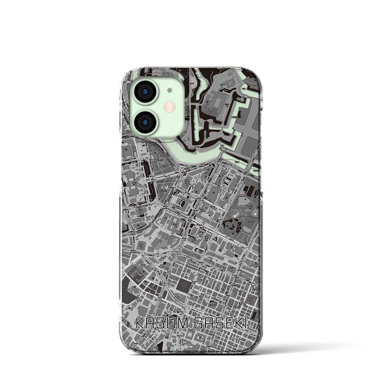 【霞ケ関(東京都)】地図柄iPhoneケース(クリアタイプ)モノトーン・iPhone 12 mini 用