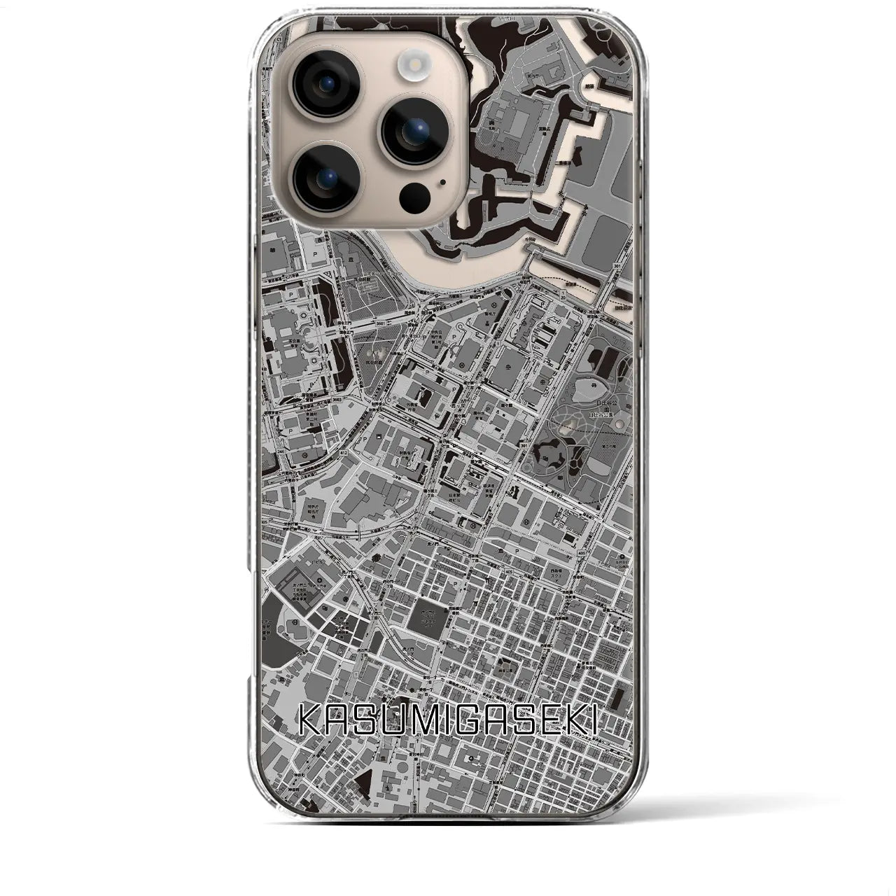 【霞ケ関(東京都)】地図柄iPhoneケース(クリアタイプ)モノトーン・iPhone 16 Plus 用