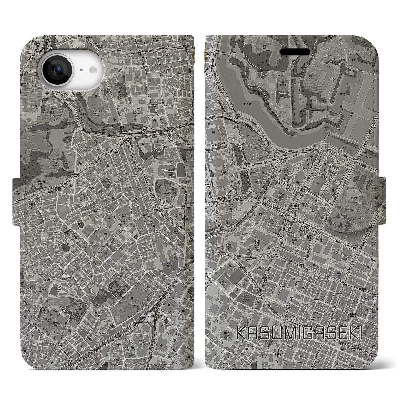 【霞ケ関(東京都)】地図柄iPhoneケース(手帳タイプ)
