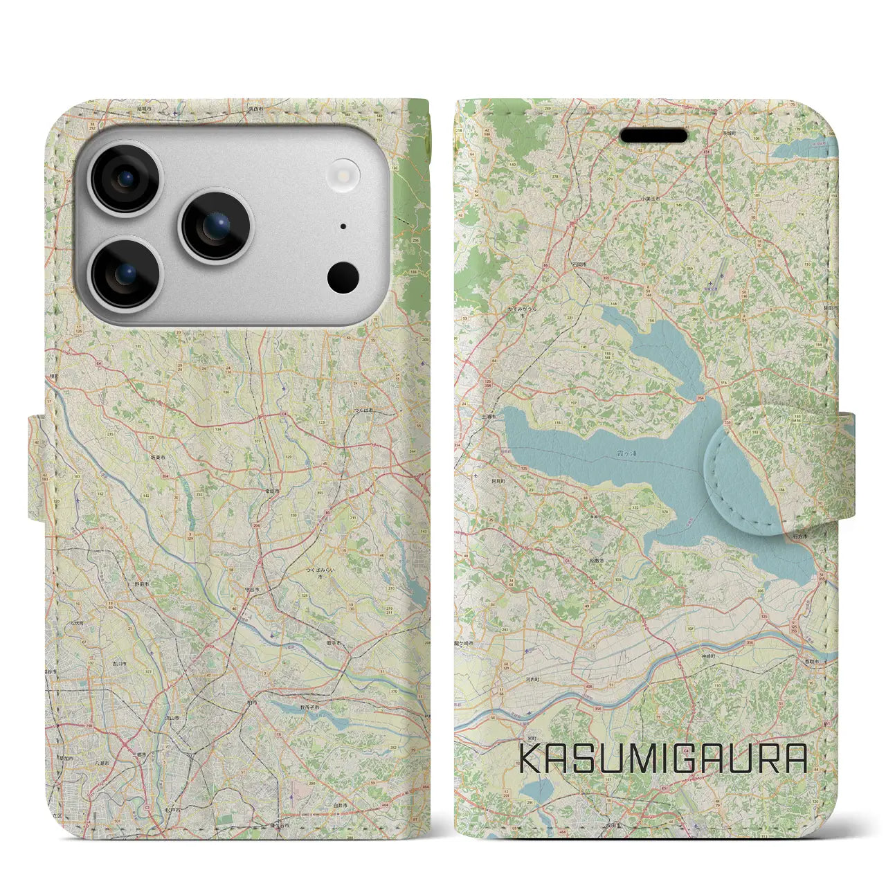 【霞ヶ浦(茨城県)】地図柄iPhoneケース(手帳タイプ)