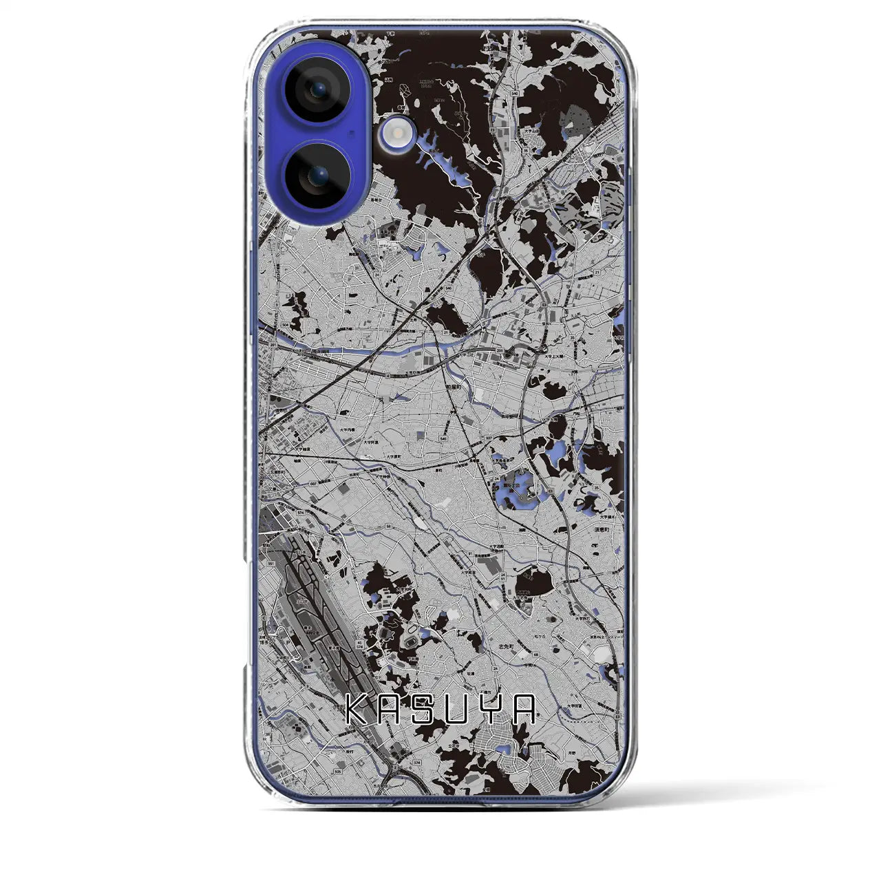 【粕屋(福岡県)】地図柄iPhoneケース(クリアタイプ)モノトーン・iPhone 16 Pro Max 用