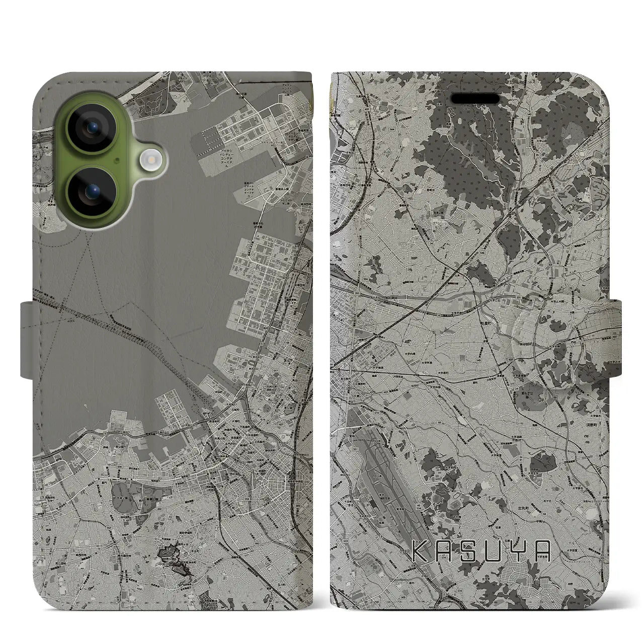 【粕屋(福岡県)】地図柄iPhoneケース(手帳タイプ)