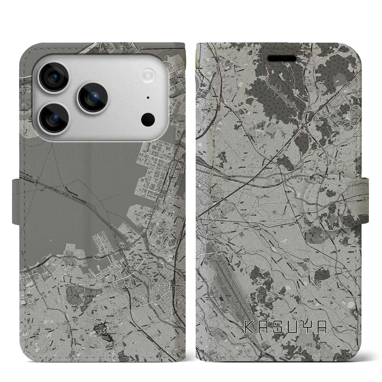 【粕屋(福岡県)】地図柄iPhoneケース(手帳タイプ)