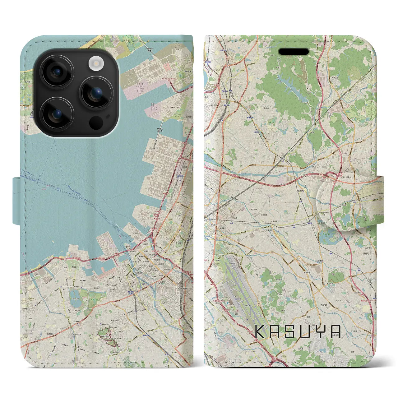 【粕屋(福岡県)】地図柄iPhoneケース(手帳タイプ)