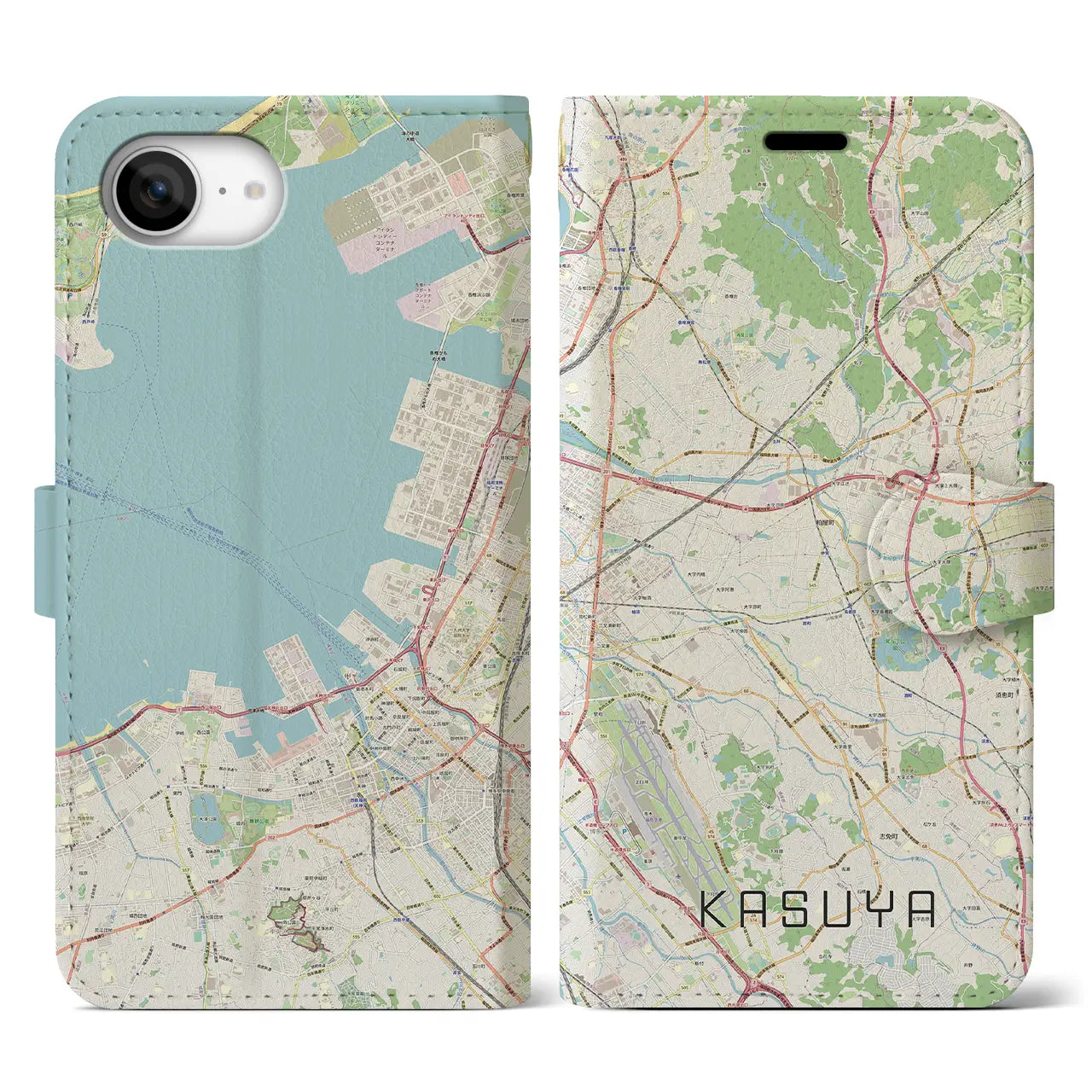 【粕屋(福岡県)】地図柄iPhoneケース(手帳タイプ)