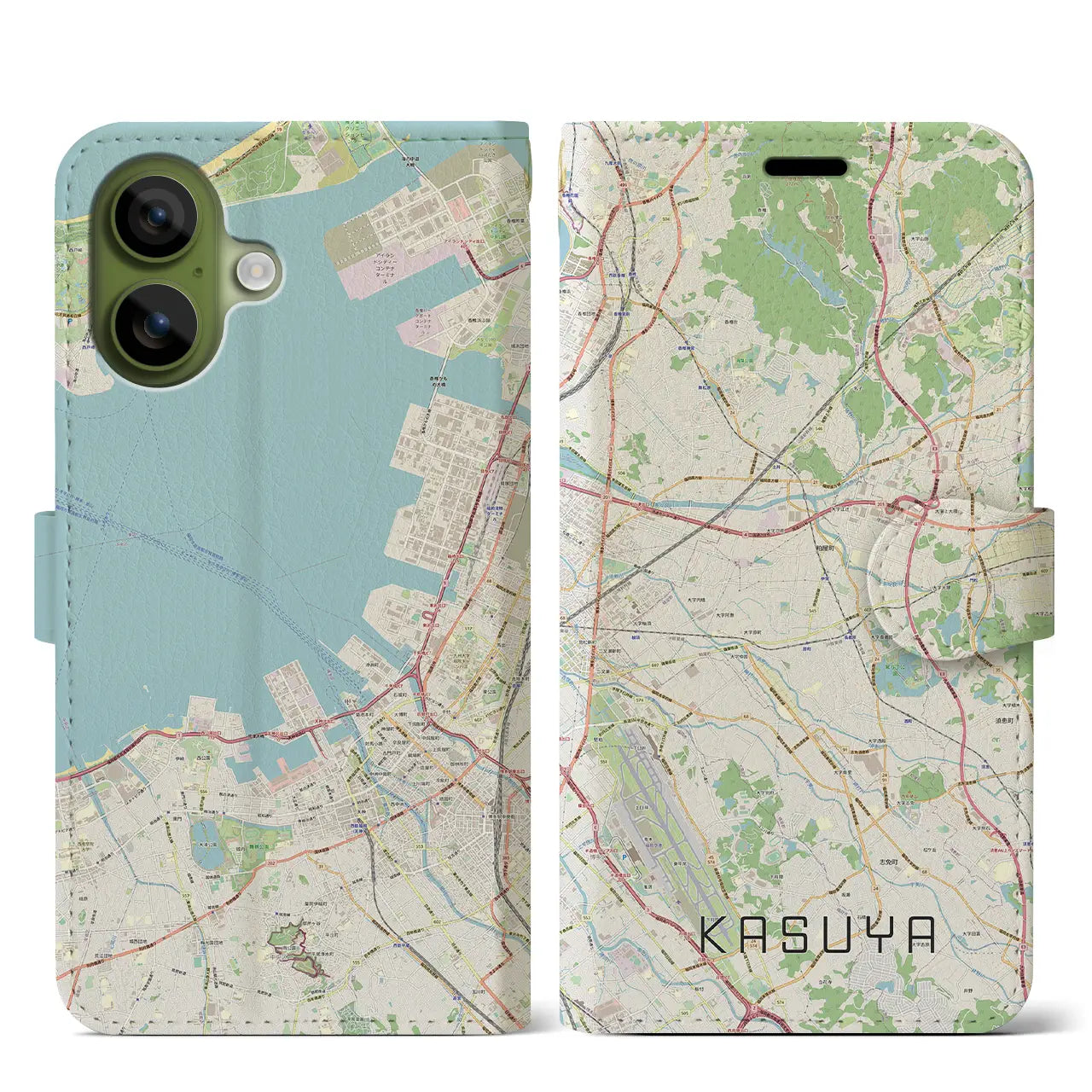 【粕屋(福岡県)】地図柄iPhoneケース(手帳タイプ)