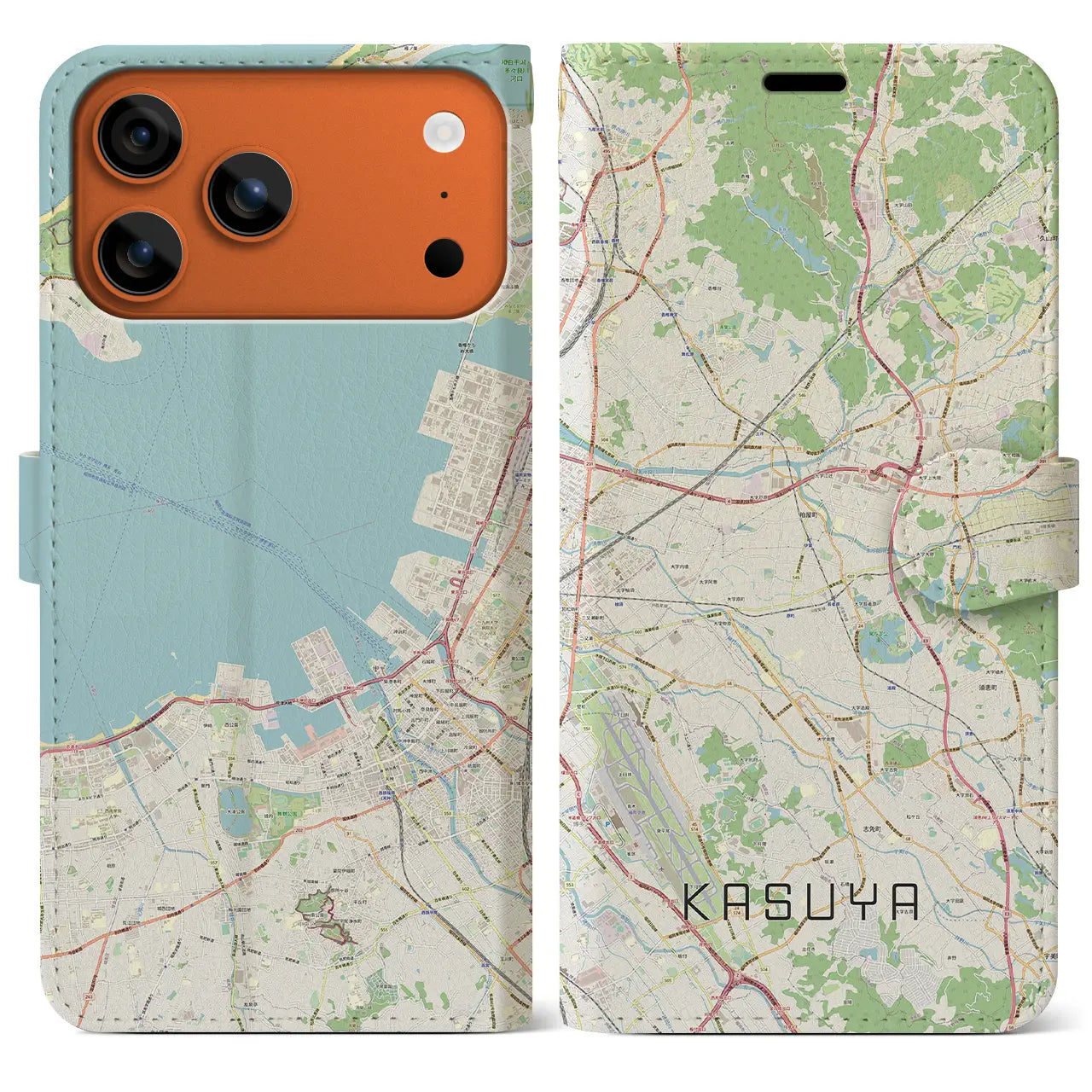 【粕屋(福岡県)】地図柄iPhoneケース(手帳タイプ)