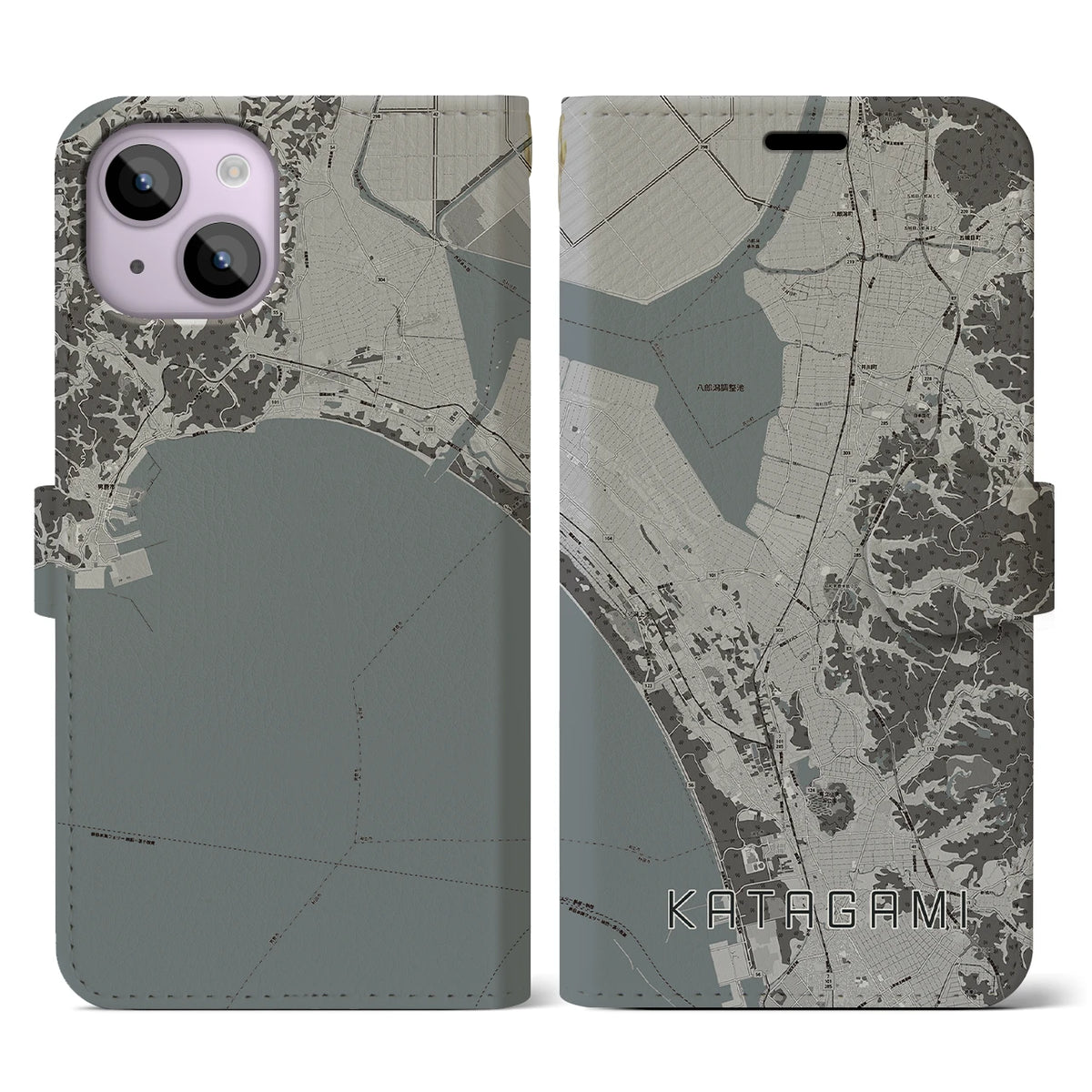 【潟上(秋田県)】地図柄iPhoneケース(手帳タイプ)