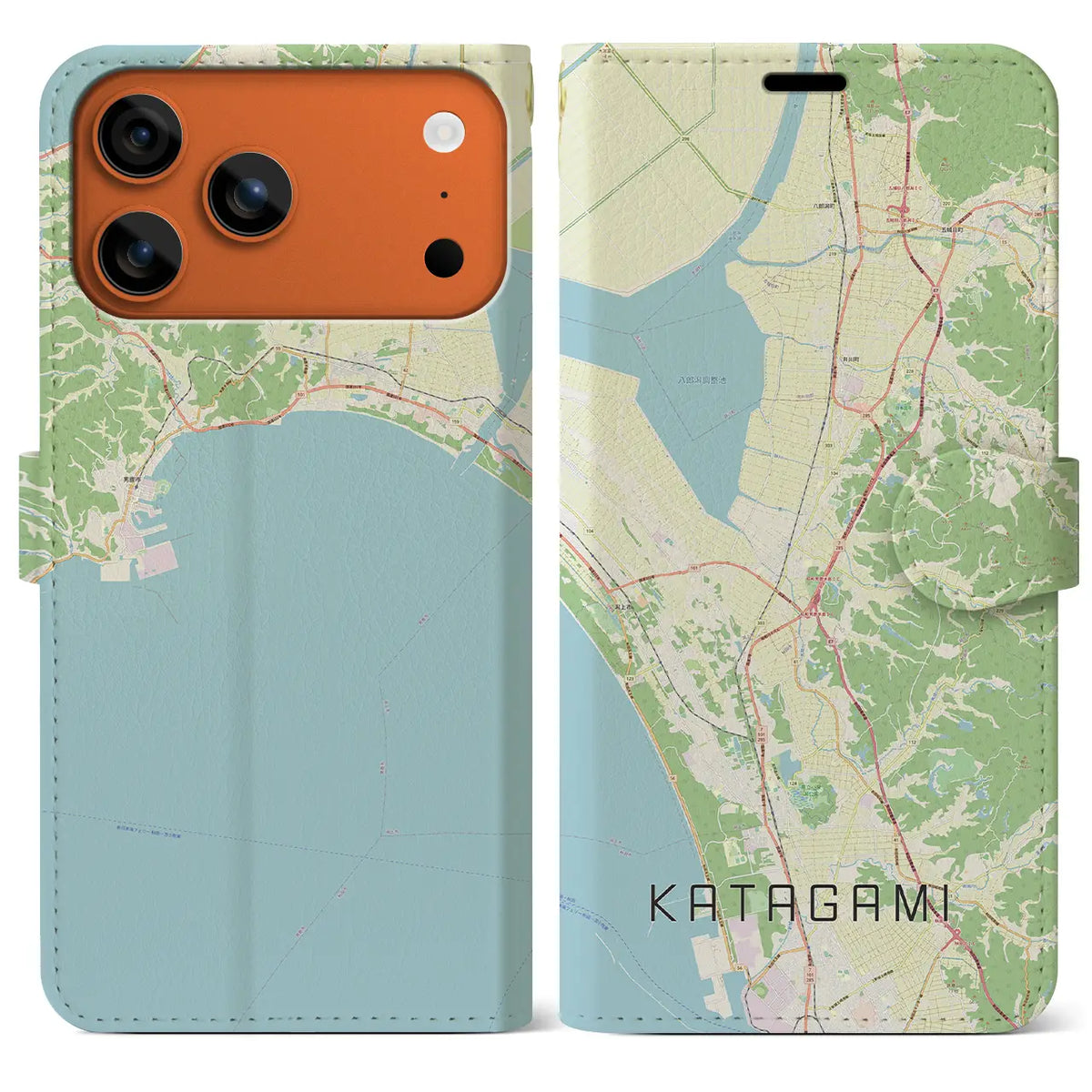 【潟上(秋田県)】地図柄iPhoneケース(手帳タイプ)