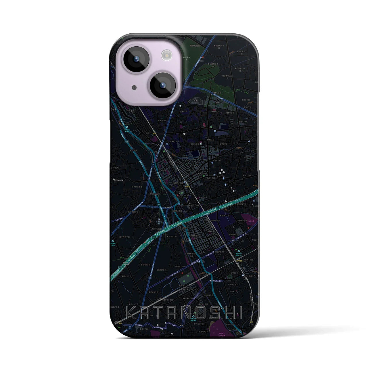 【交野市(大阪府)】地図柄iPhoneケース(バックカバータイプ)
