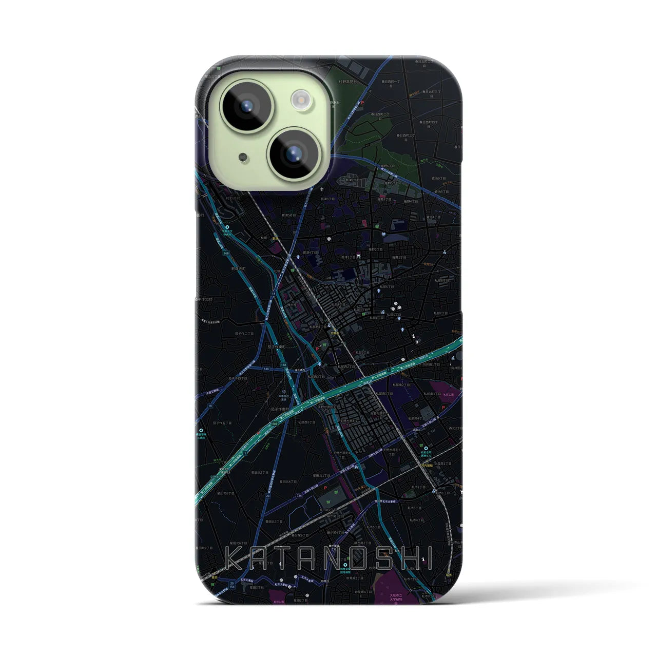 【交野市(大阪府)】地図柄iPhoneケース(バックカバータイプ)