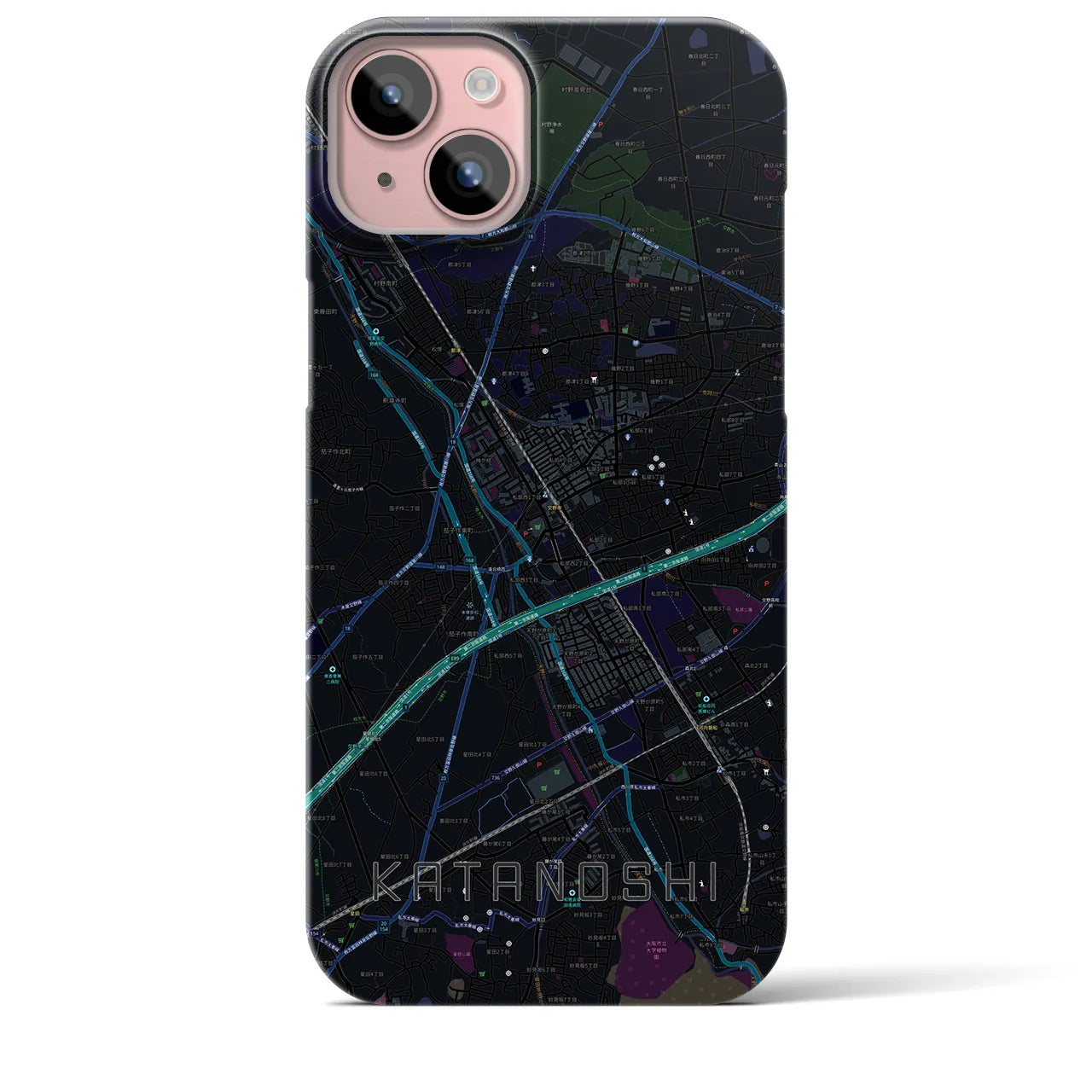 【交野市(大阪府)】地図柄iPhoneケース(バックカバータイプ)