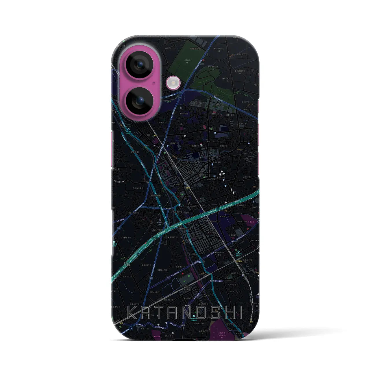 【交野市(大阪府)】地図柄iPhoneケース(バックカバータイプ)