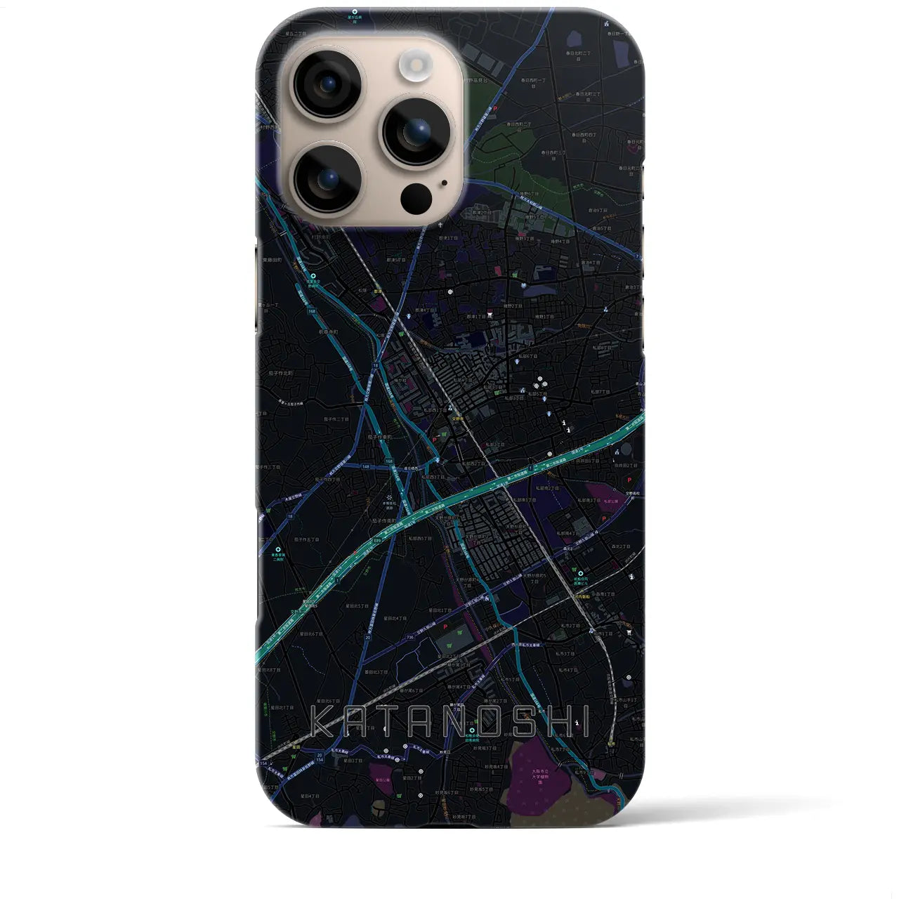 【交野市(大阪府)】地図柄iPhoneケース(バックカバータイプ)