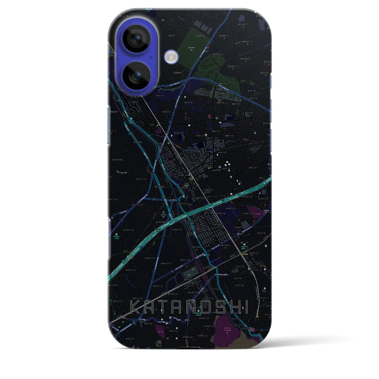 【交野市(大阪府)】地図柄iPhoneケース(バックカバータイプ)