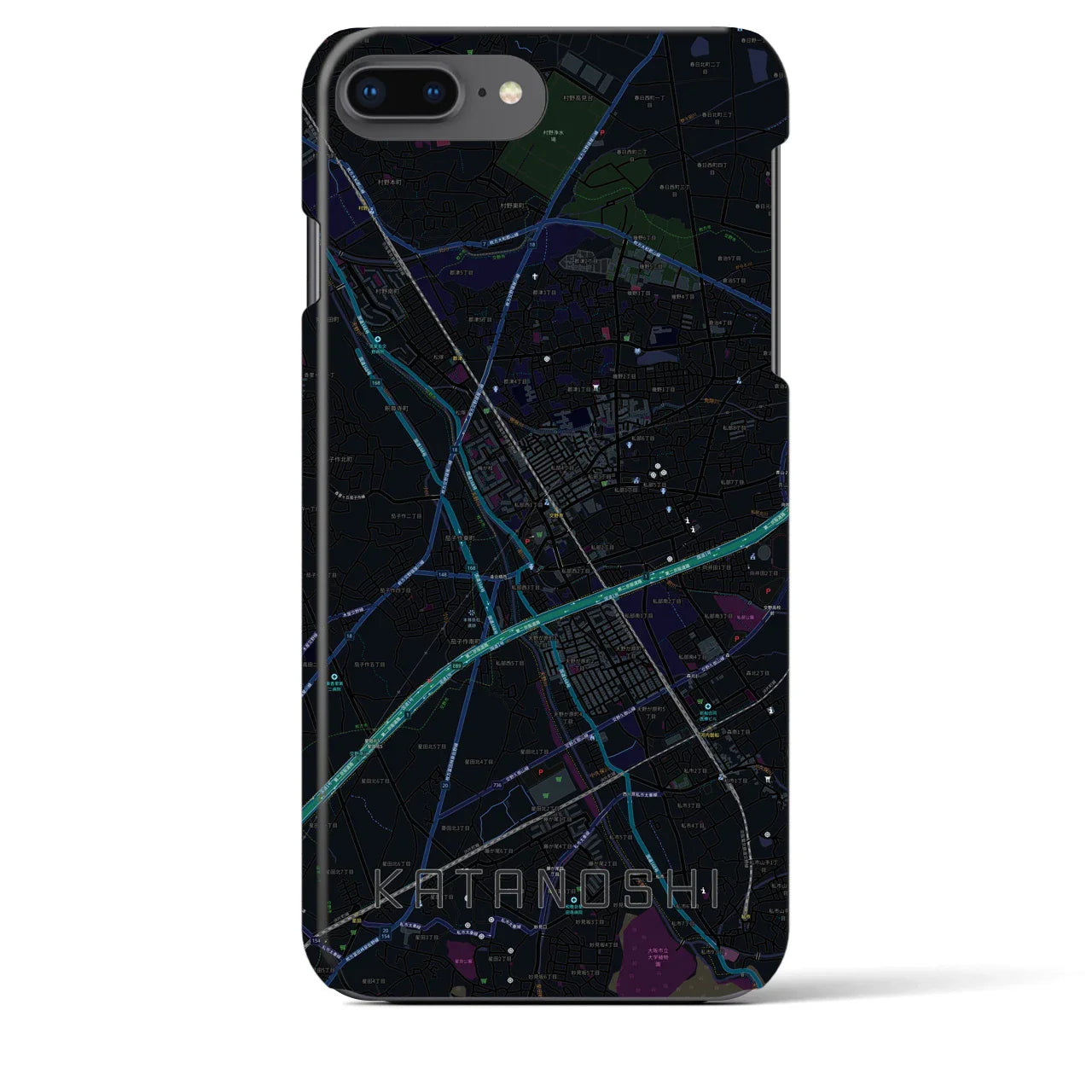 【交野市(大阪府)】地図柄iPhoneケース(バックカバータイプ)