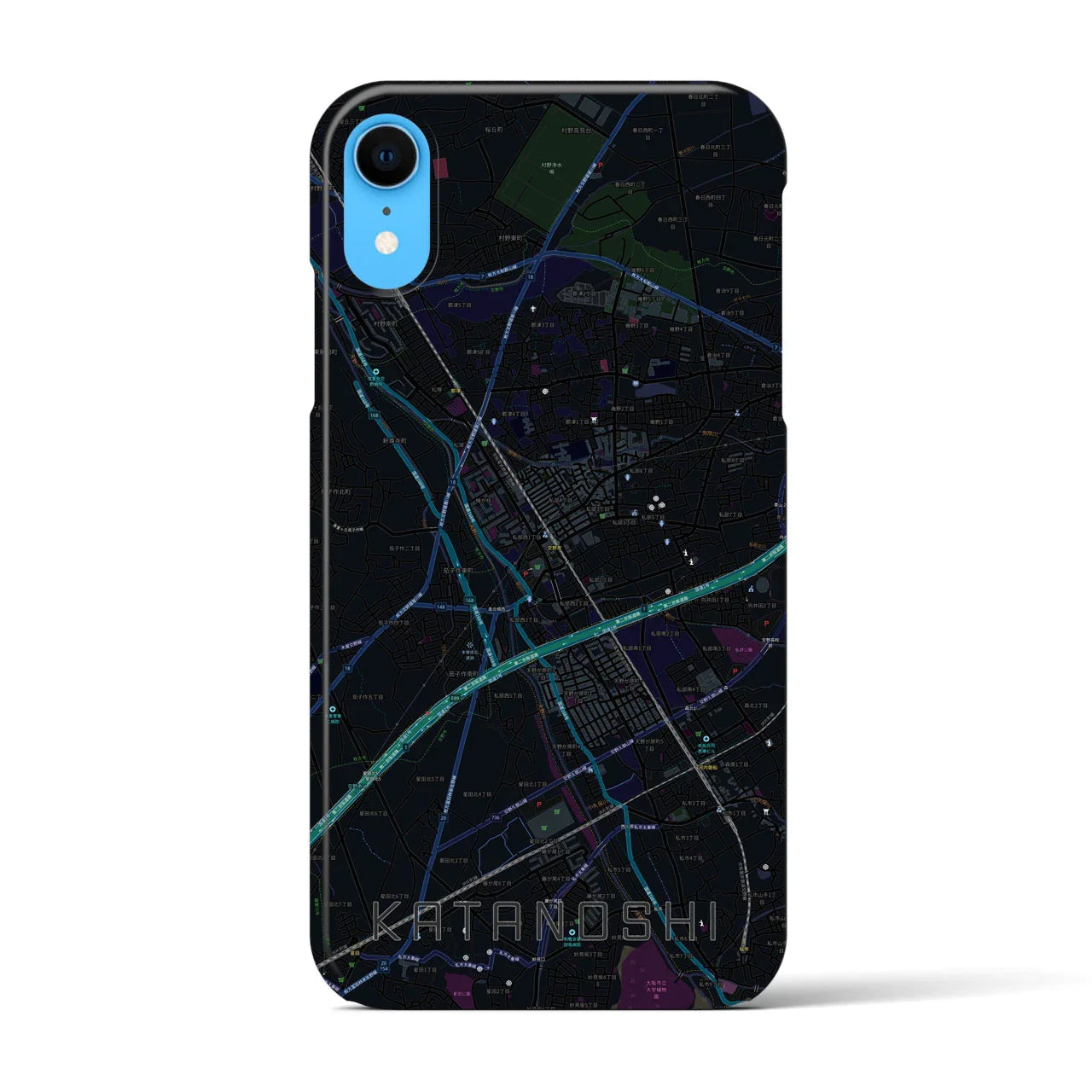 【交野市(大阪府)】地図柄iPhoneケース(バックカバータイプ)