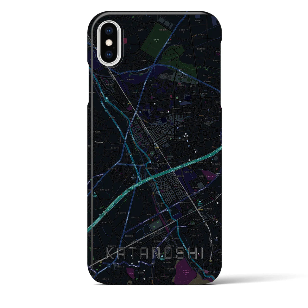 【交野市(大阪府)】地図柄iPhoneケース(バックカバータイプ)