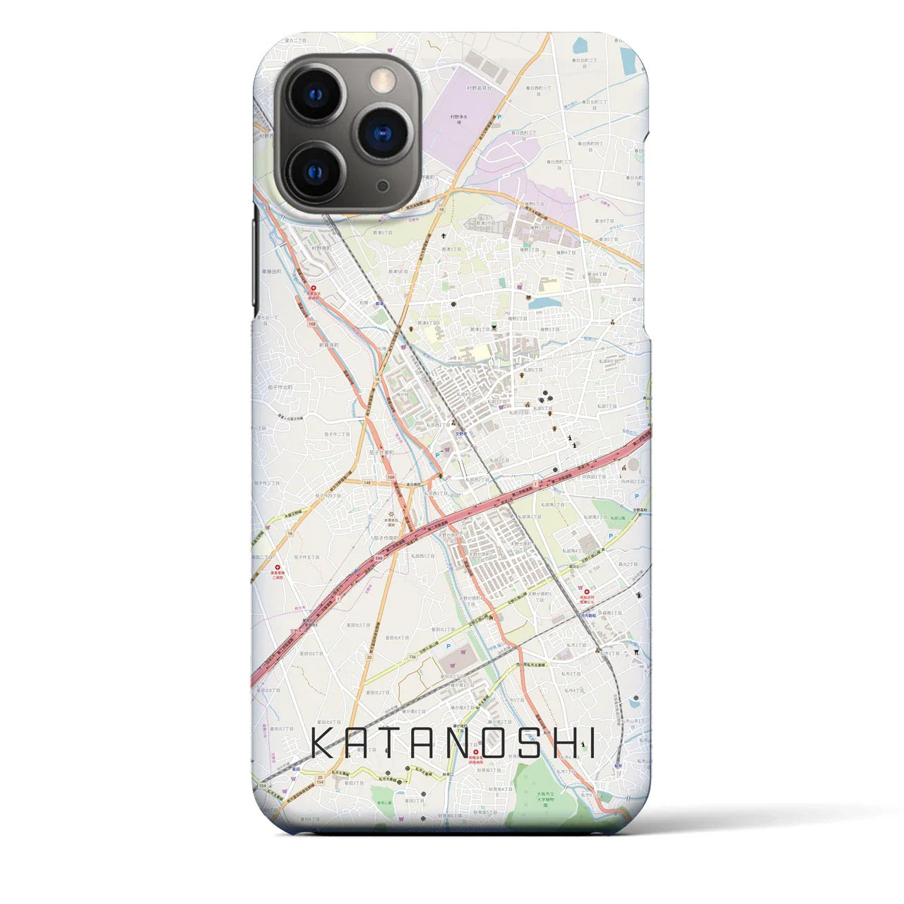 【交野市(大阪府)】地図柄iPhoneケース(バックカバータイプ)