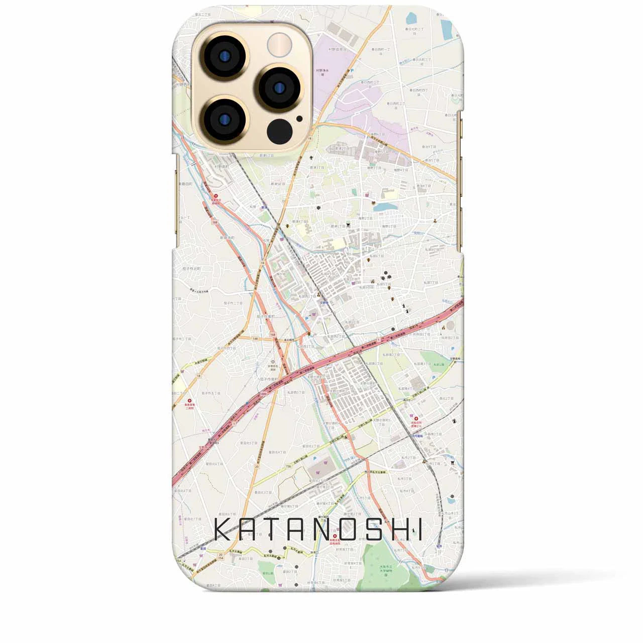 【交野市(大阪府)】地図柄iPhoneケース(バックカバータイプ)