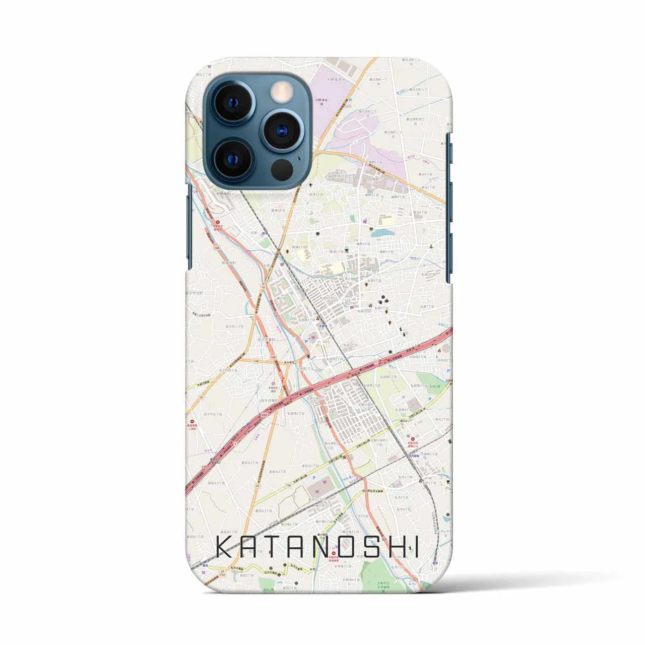 【交野市(大阪府)】地図柄iPhoneケース(バックカバータイプ)