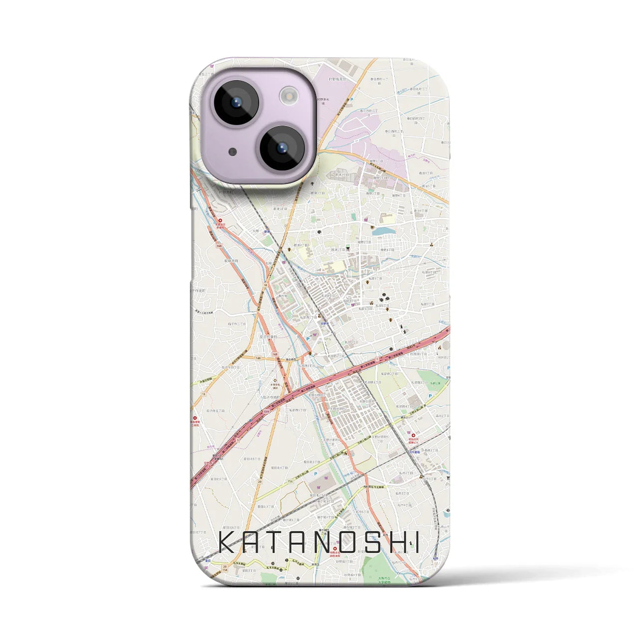 【交野市(大阪府)】地図柄iPhoneケース(バックカバータイプ)