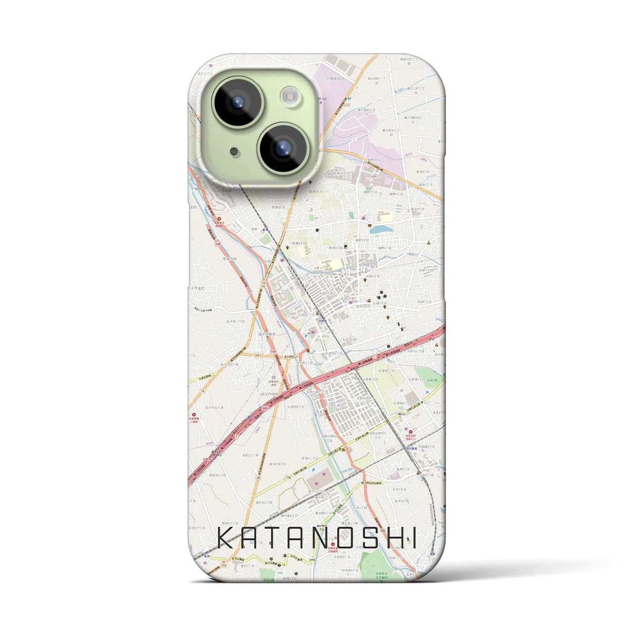 【交野市(大阪府)】地図柄iPhoneケース(バックカバータイプ)