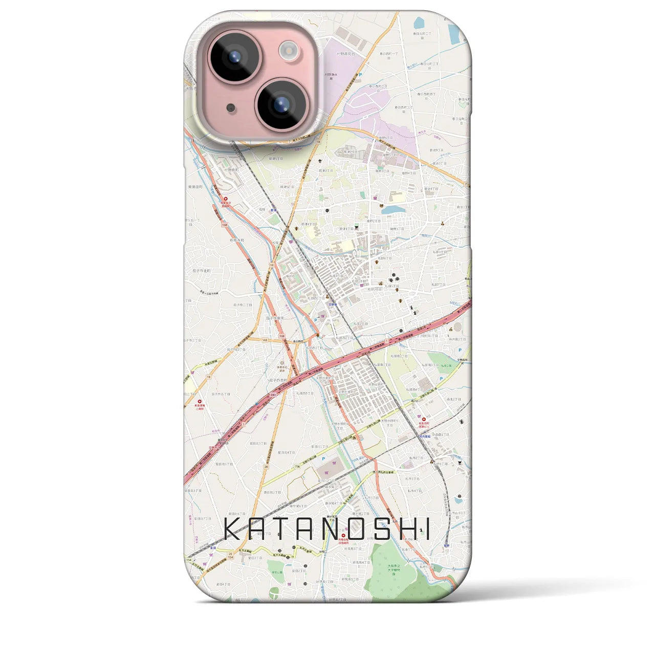 【交野市(大阪府)】地図柄iPhoneケース(バックカバータイプ)