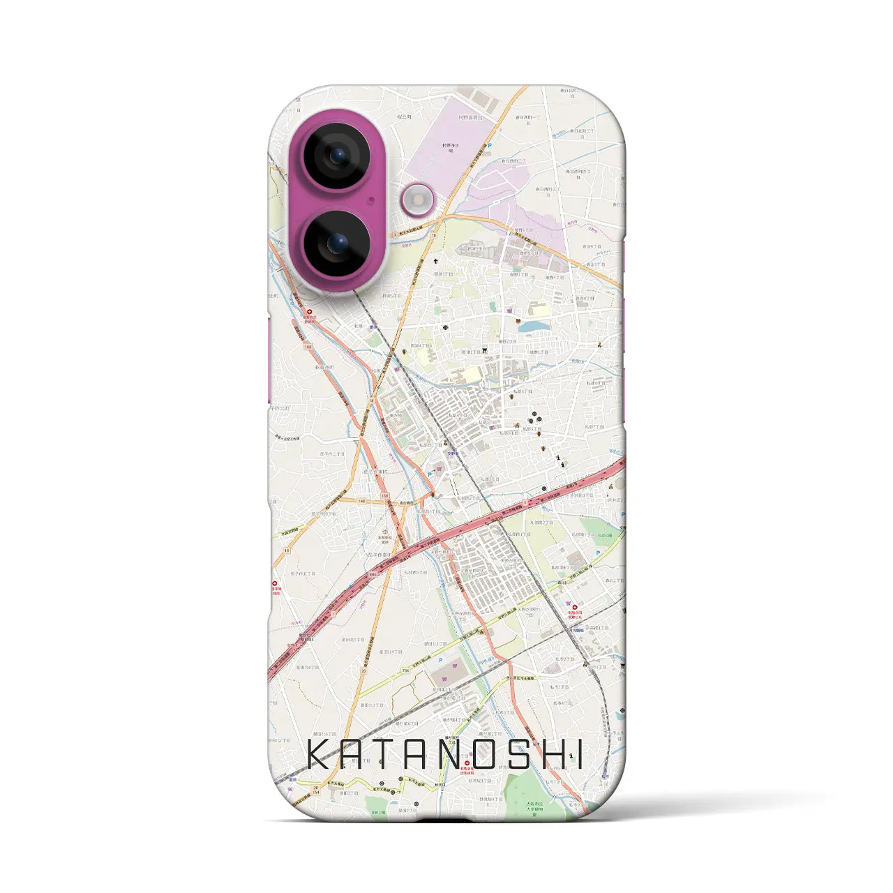 【交野市(大阪府)】地図柄iPhoneケース(バックカバータイプ)